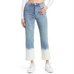 Blank NYC Ribcage Straight Leg Dip Dye Bleach Button Fly Jeans 27